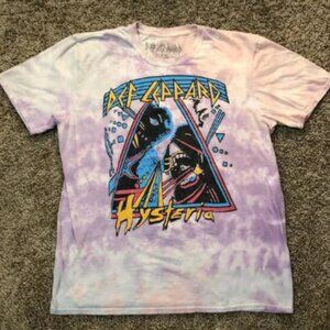 Men's Pastel Tie-Dye Def Leppard Hysteria Graphic Tee
